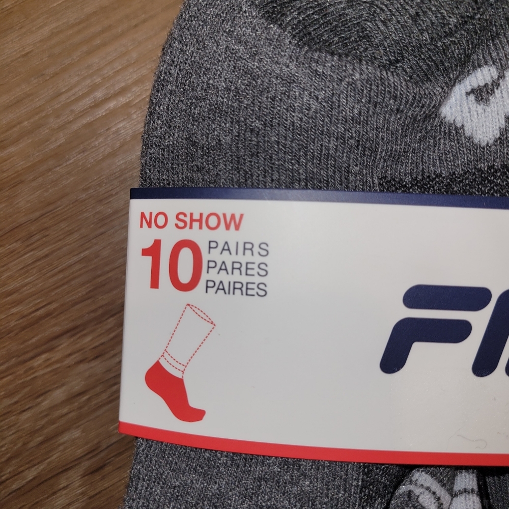 Fila Kids Socks Boys 10 Pack No Show Socks Shoe Sizes 4-10 Grey New - Picture 4 of 9